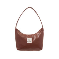 NEW ENAMEL HOBO BAG-BROWN