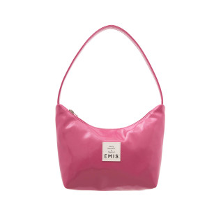 NEW ENAMEL HOBO BAG-MAGENTA
