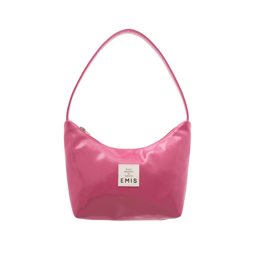 NEW ENAMEL HOBO BAG-MAGENTA