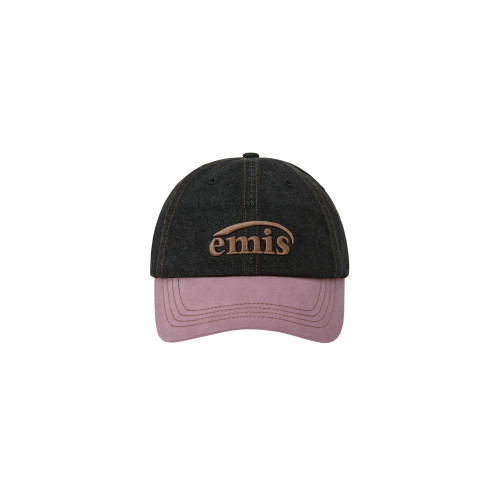 WASHED DENIM BALL CAP-GRAY/PINK