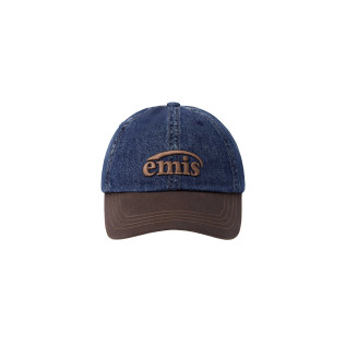 WASHED DENIM BALL CAP-BLUE/BROWN