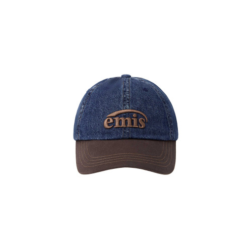 WASHED DENIM BALL CAP-BLUE/BROWN