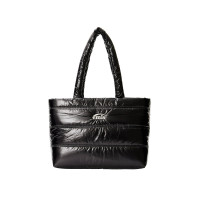 GLOSSY PADDED TOTE BAG-BLACK