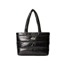 GLOSSY PADDED TOTE BAG-BLACK