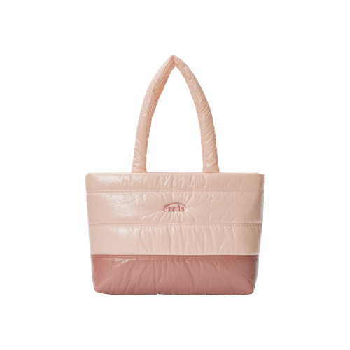 GLOSSY PADDED TOTE BAG-PINK
