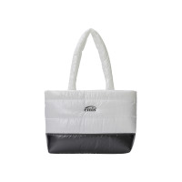 GLOSSY PADDED TOTE BAG-WHITE