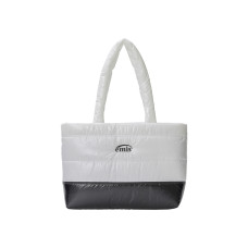 GLOSSY PADDED TOTE BAG-WHITE