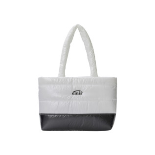 GLOSSY PADDED TOTE BAG-WHITE