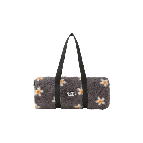 FLOWER BOUCLE CROSSED BODY BAG-BLACK