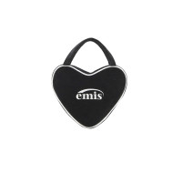 VELOUR HEART TOTE BAG-BLACK
