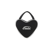 VELOUR HEART TOTE BAG-BLACK