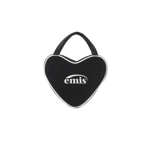 VELOUR HEART TOTE BAG-BLACK