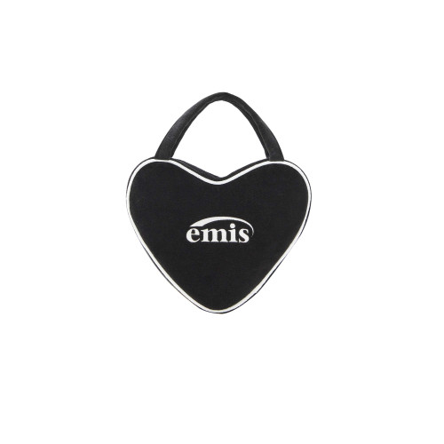 VELOUR HEART TOTE BAG-BLACK