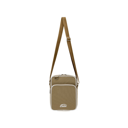 NYLON ZIP-POCKET MINI CROSS BAG-BEIGE