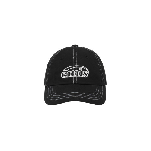 WHITE STITCH BALL CAP-BLACK