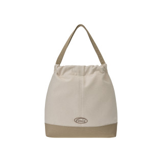 CANVAS SHOULDER BUCKET BAG-BEIGE