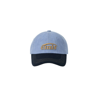 WASHED DENIM BALL CAP-LIGHT BLUE DENIM/NAVY