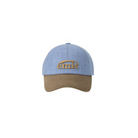 WASHED DENIM BALL CAP-LIGHT BLUE DENIM/BROWN