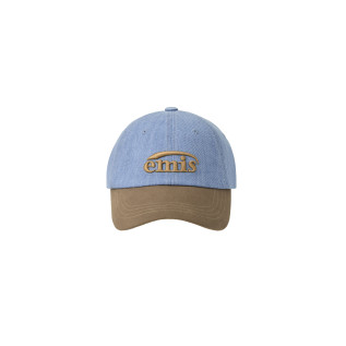 WASHED DENIM BALL CAP-LIGHT BLUE DENIM/BROWN