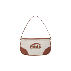 CANVAS LEATHER MINI BAG-BROWN