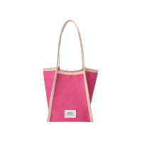 LINEN BEACH BAG-PINK/IVORY