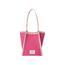 LINEN BEACH BAG-PINK/IVORY