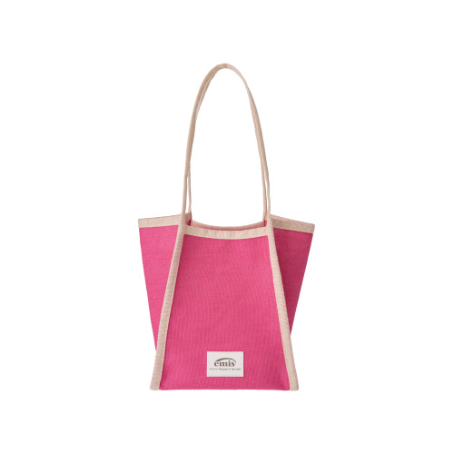 LINEN BEACH BAG-PINK/IVORY