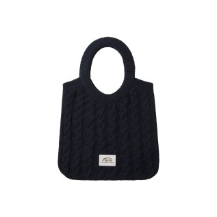 CABLE COTTON KNIT BAG-NAVY