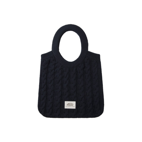 CABLE COTTON KNIT BAG-NAVY