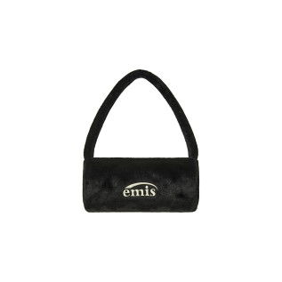 FUR CYLINDER BAG-BLACK