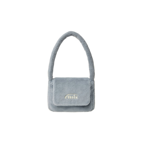 FUR SQUARE FLAP BAG-SKY BLUE