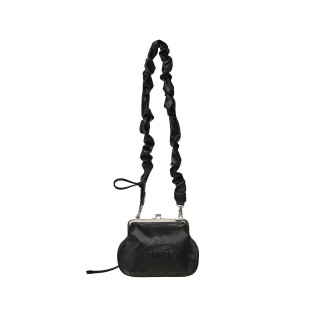 STRING STRAP CLASP FRAME PURSE BAG-BLACK
