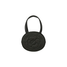 ROSE STITCH ROUND BAG-BLACK