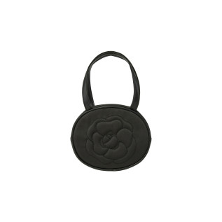 ROSE STITCH ROUND BAG-BLACK