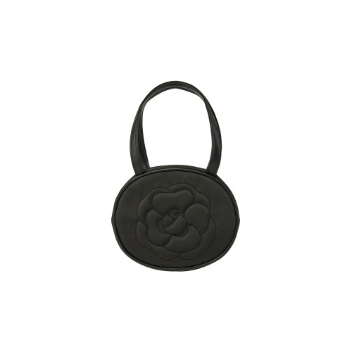 ROSE STITCH ROUND BAG-BLACK