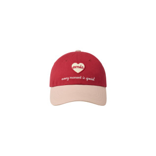 HEART WAPPEN TONE ON TONE BALL CAP-RED