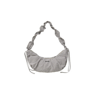 RIBBON STRING SHOULDER BAG-BLACK STRIPE