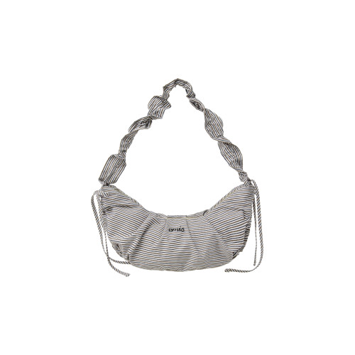 RIBBON STRING SHOULDER BAG-BLACK STRIPE