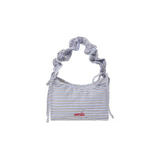 RIBBON STRING HOBO BAG-BLUE STRIPE