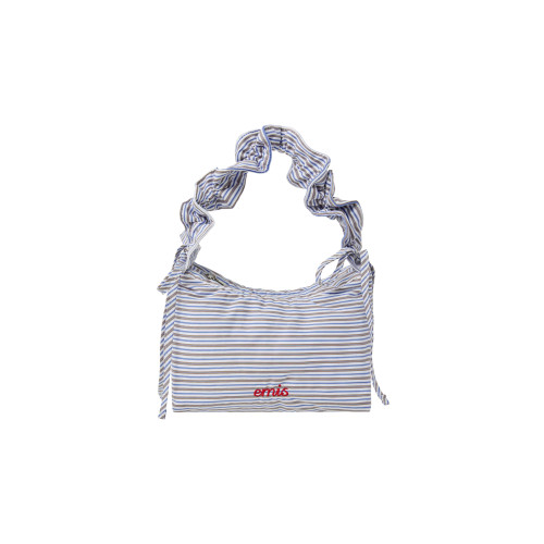 RIBBON STRING HOBO BAG-BLUE STRIPE